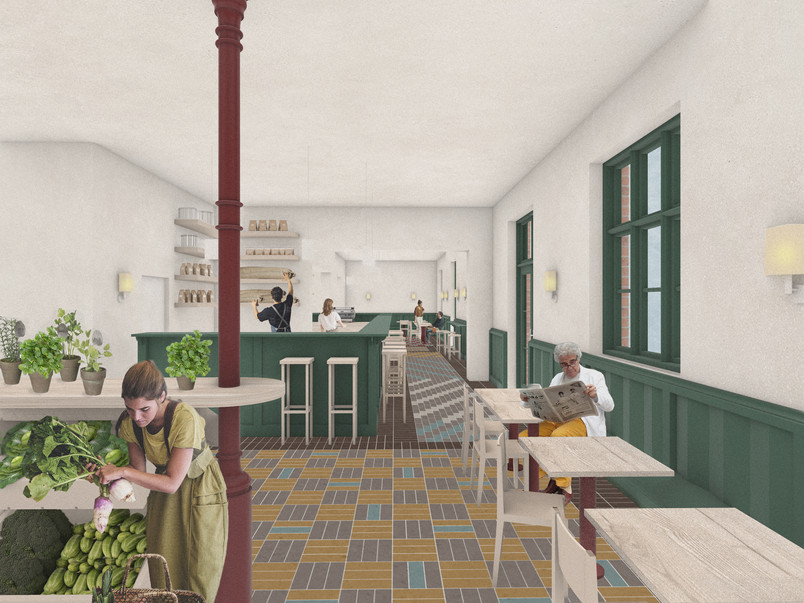 Market and café
