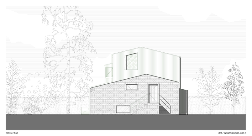 Opstalt 1:50 Øst/Indgang bolig A og C