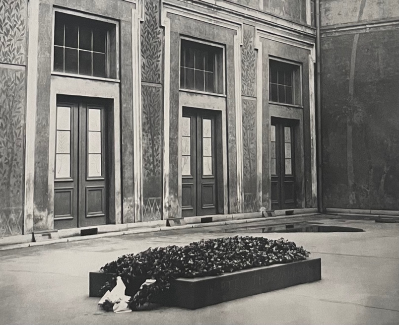 THE GRAVE OF THORVALDSENS . LOCATED IN THE CENTRE OF THE MUSEUM 