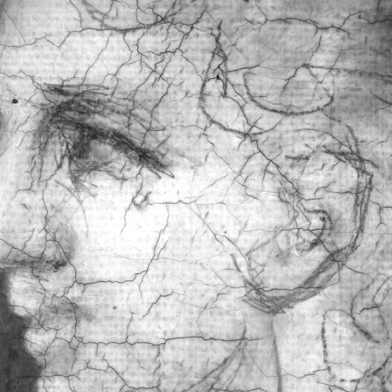 Detail of Kuchler, 1825, Homecoming of Tobiah, cracks and underdrawing