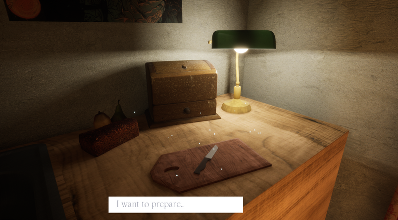 In-game screenshot with an open text input for players to choose an action inside of a LM-driven game environment