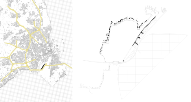 1:70000 Kort over København med større indfaldsveje_Axonomestrisk kort over stedet som artificielt sted
