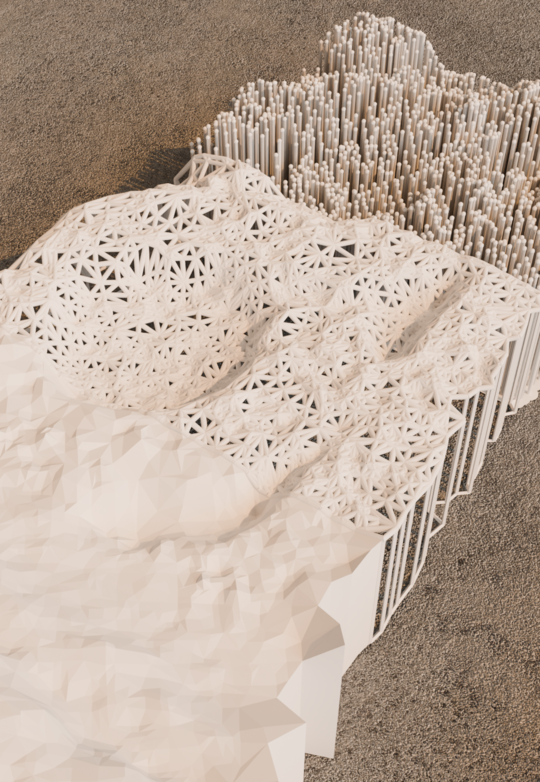 3D printed models showing the three stages of photogrammetry