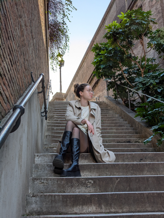 me sitting on the stairs, slaying