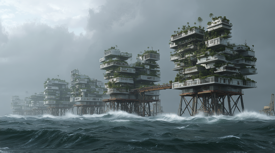 Rendering: Arkitekturmodeller på ben i vand