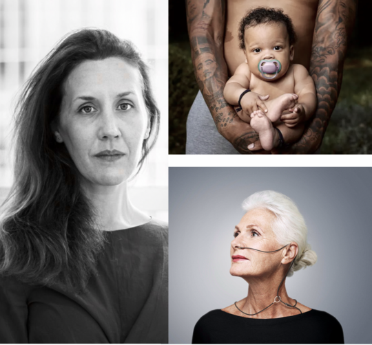 Collage - two women and a baby