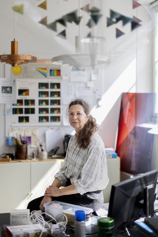 Katja i lyslaboratoriet