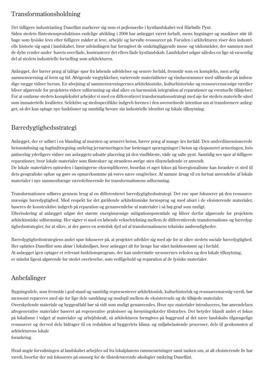 Transformationsholdning, bæredygtighedsstrategi og anbefalinger