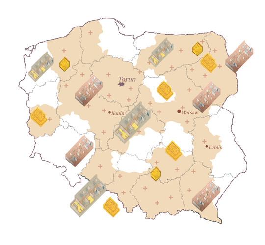 Paradigmatic maps showcasing how changes to the typology can be implemented to the same former post-communist typology across the whole of Poland.