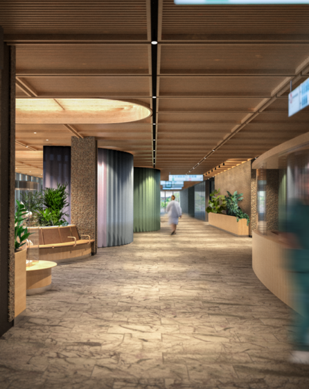 Rogshispitalet, indgang, hospital foyer, visualization, Mette Korte 