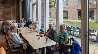 En gruppe ældre sidder om et aflangt bord