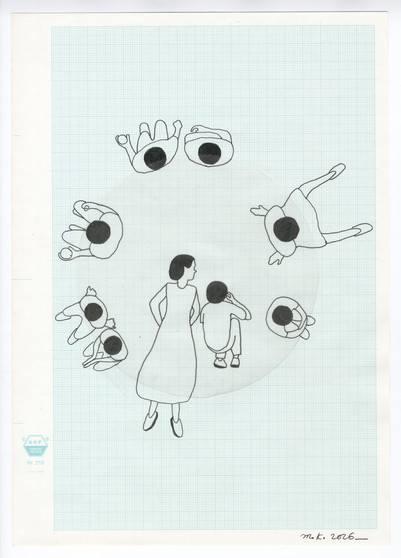 Illustration af figurer arrangeret i en cirkel.