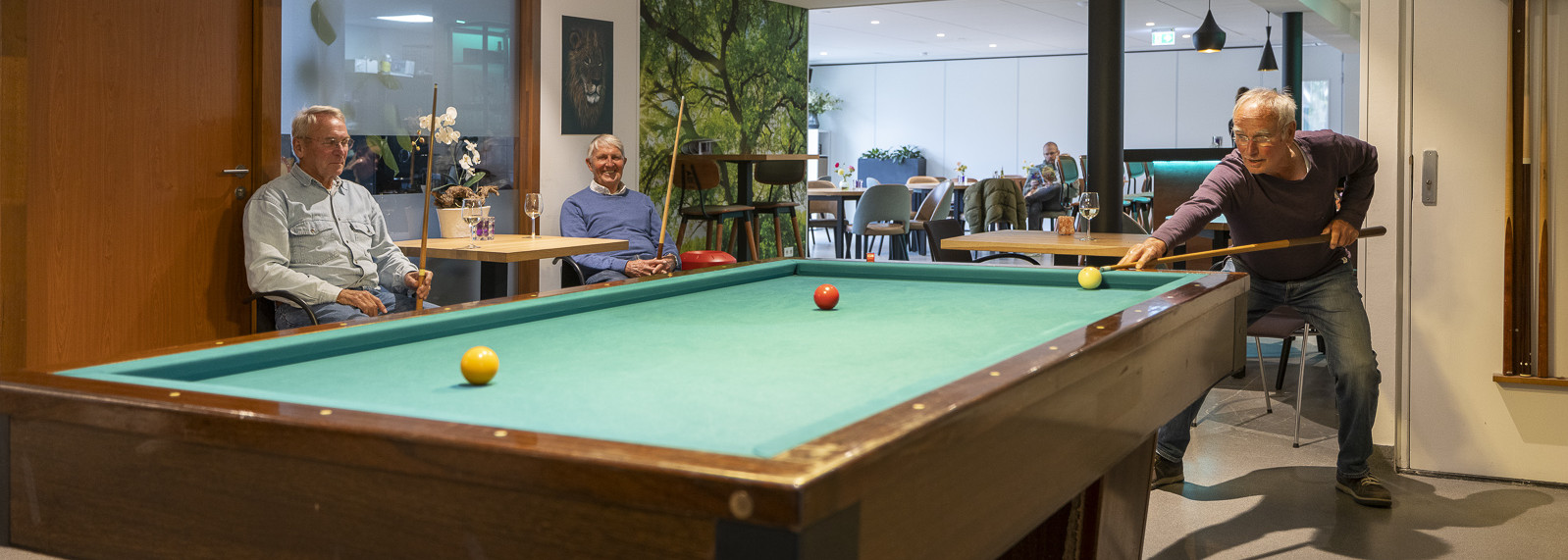 Foto: Torben Eskerod Træ ældre mænd spiller billard