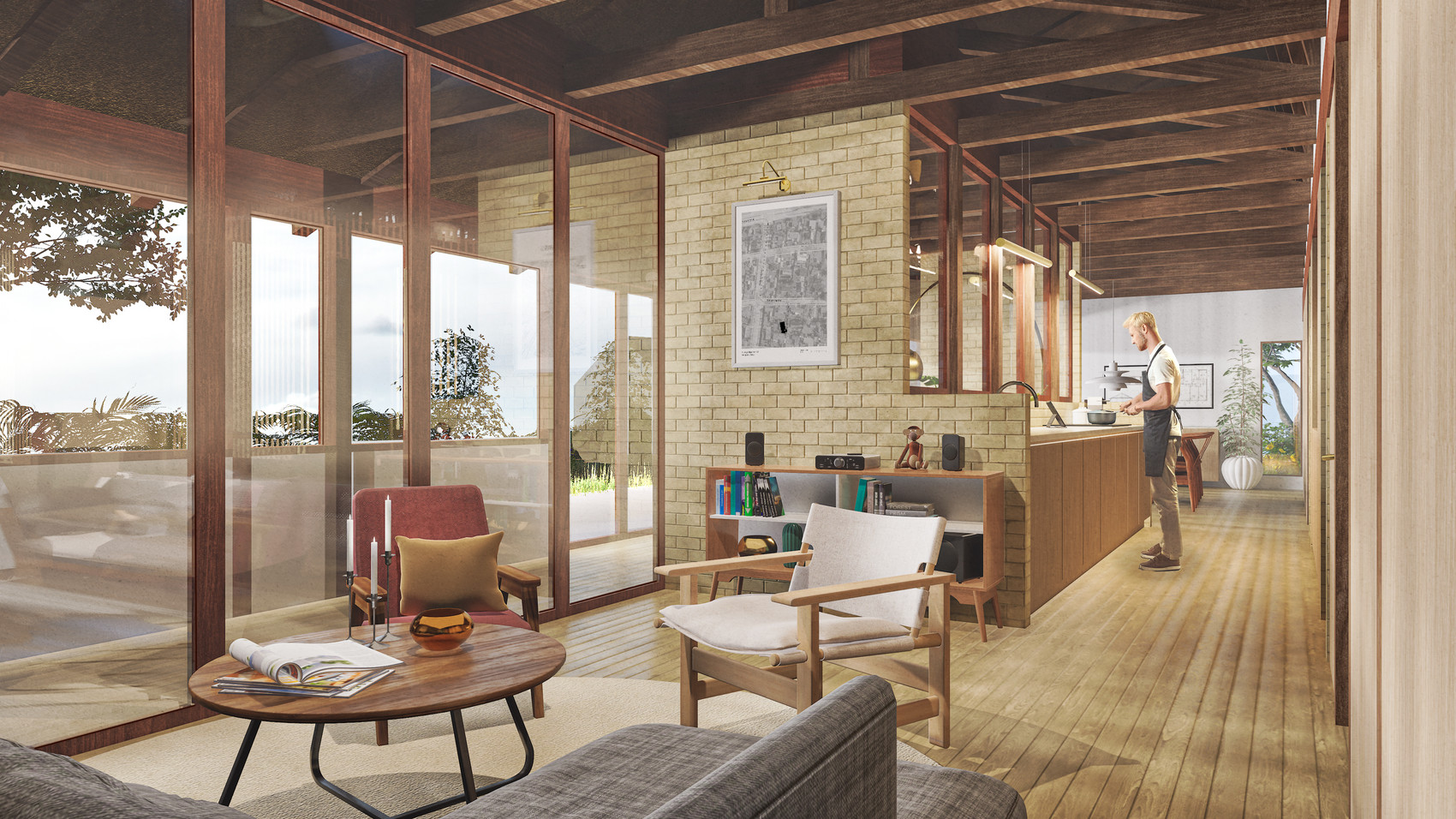 A vie of the living room of proposed renovation
