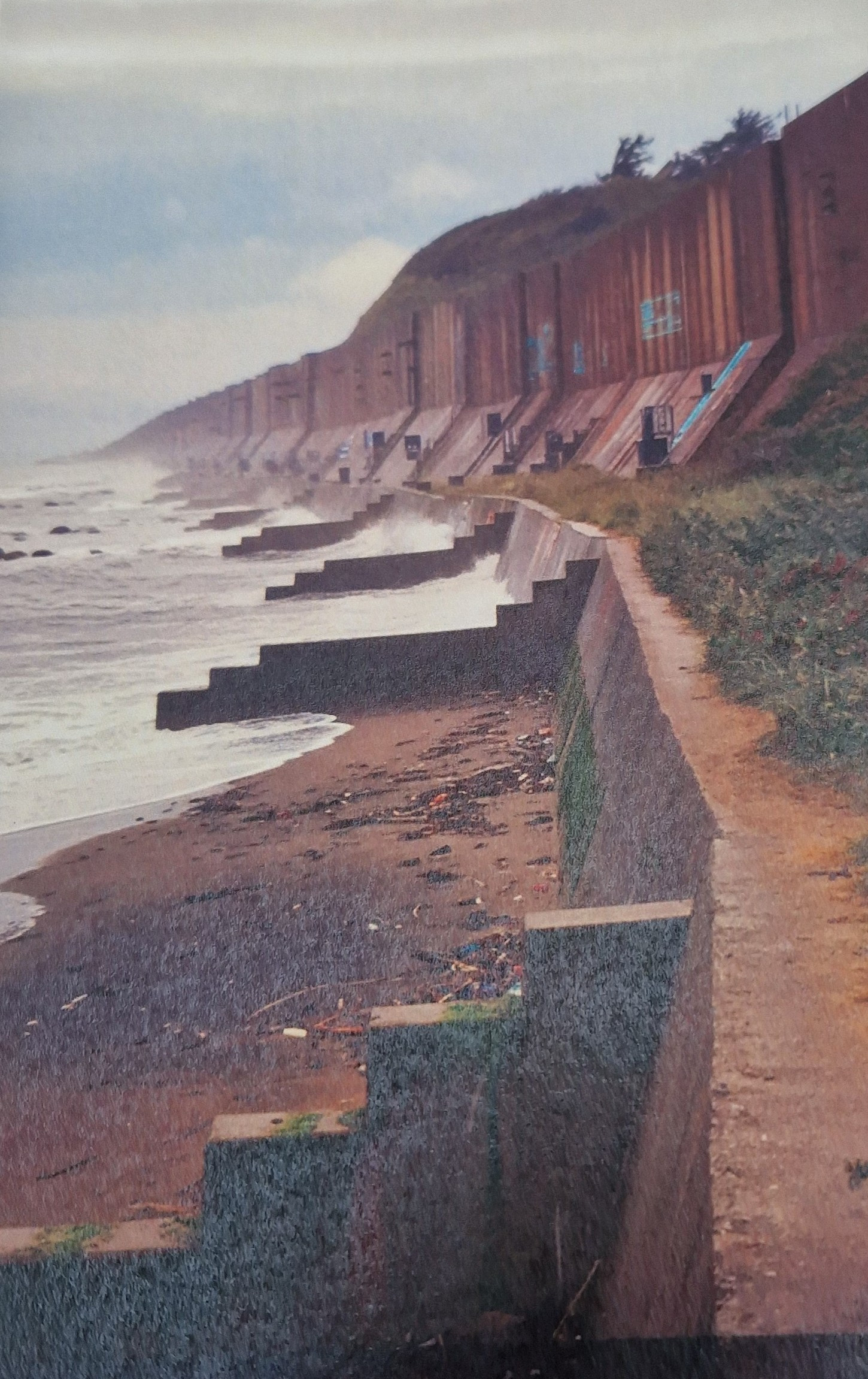 høj mur ved strandkant 