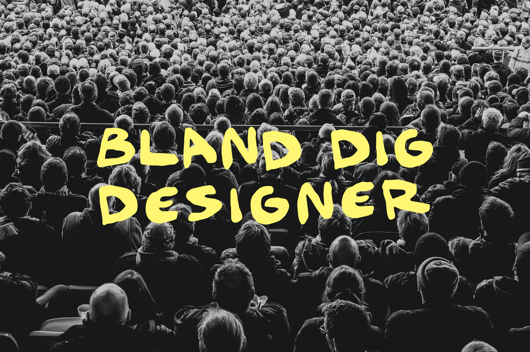 Gruppe af rygvendte personer - Tekst: Bland dig designer